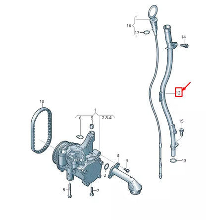 NEW VW TRANSPORTER VI T6 OIL DIPSTICK TUBE 04L115629D