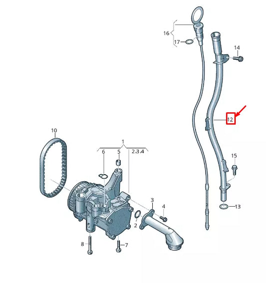 NEW VW TRANSPORTER VI T6 OIL DIPSTICK TUBE 04L115629D