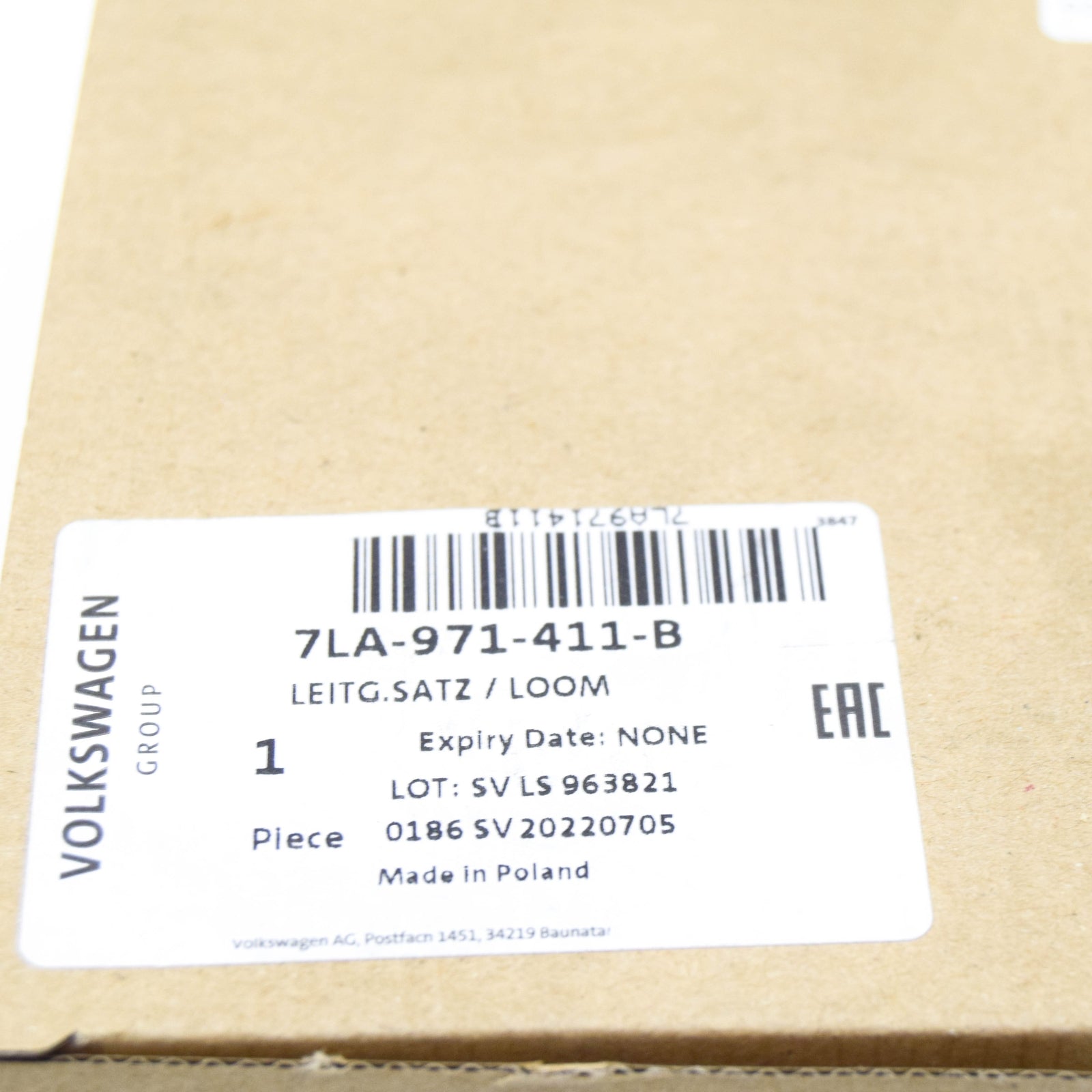 NEW VW TRANSPORTER T6 POWER STEERING WIRING LOOM HARNESS RHD 7LA971411B ORIGINAL