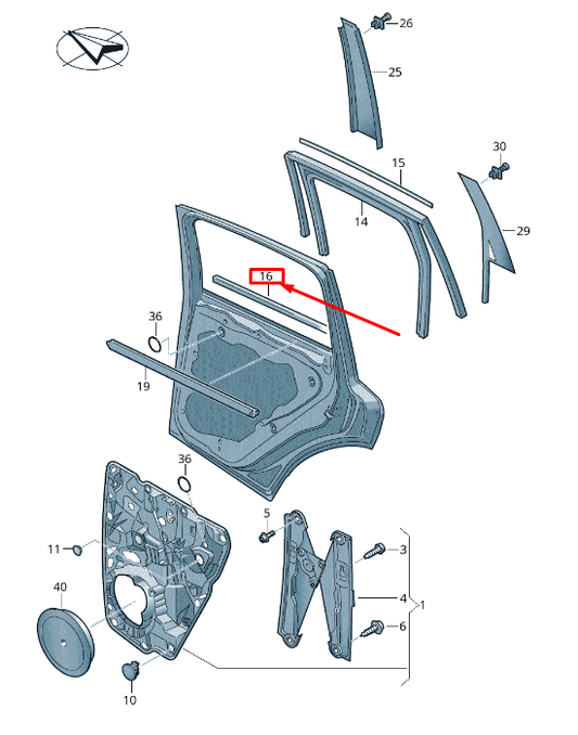new vw touareg 7p rear left outer window slot seal 7p0839475g7z7 original