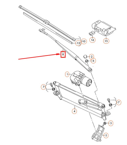 NEW VOLKSWAGEN EOS FRONT LEFT AERO WIPER ARM LHD 1Q195540903C