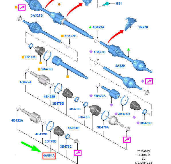 new ford grand c-max mk2 front inner cv boot kit 1704650 bv61-4a084-aa original