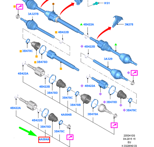 new ford grand c-max mk2 front inner cv boot kit 1704650 bv61-4a084-aa original