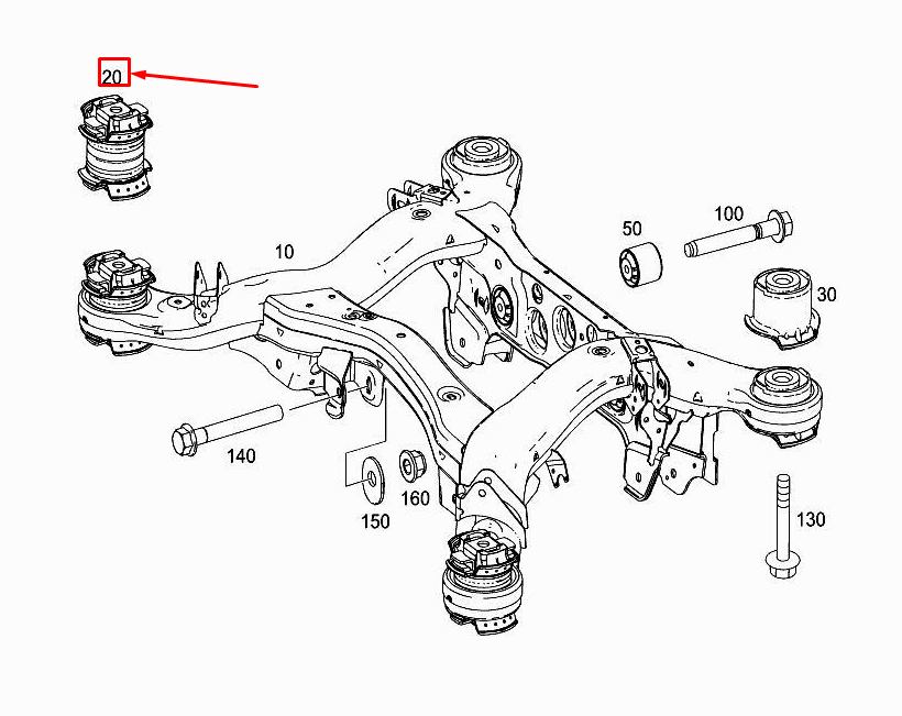 new mercedes-benz gle w166 suspension rear subframe carrier a1663511300 original