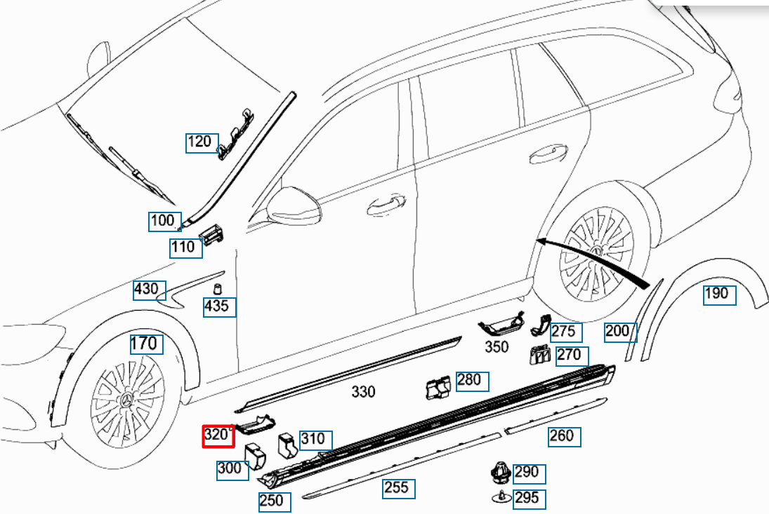 NEW MB E T-MODEL S213 LEFT ROCKER PANEL MOLDING EXTENSION A2136984100 ORIGINAL