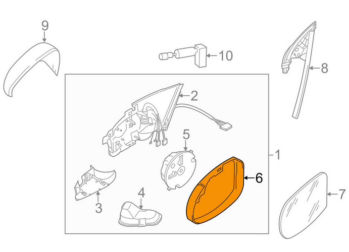 NEW VW SCIROCCO LEFT DOOR WING MIRROR FRAME 1K8857601A9B9 ORIGINAL