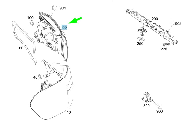 NEW MERCEDES-BENZ GLB X247 REAR LEFT SIDE INNER TAILLIGHT A2479065300 ORIGINAL
