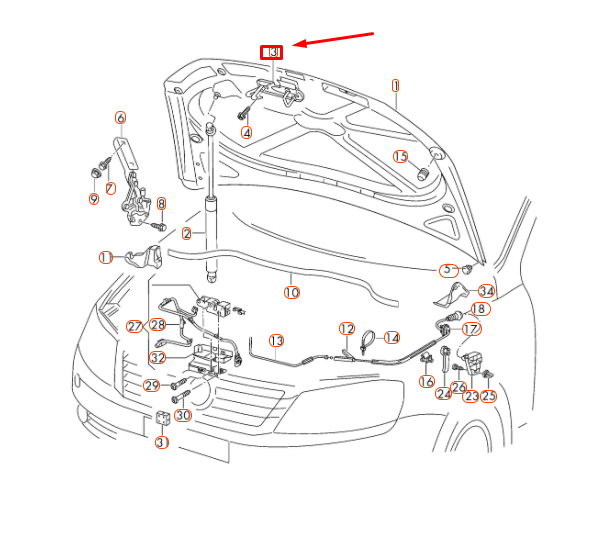 NEW VOLKSWAGEN PASSAT B7 ENGINE HOOD CATCH HOOK 3AA823480 ORIGINAL