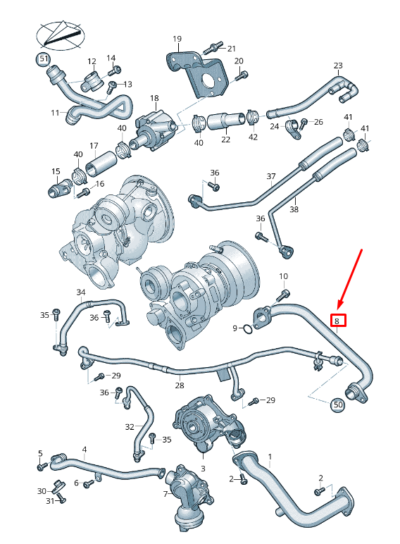 new audi a4 b9 engine coolant pipe rhd 06m121071j original