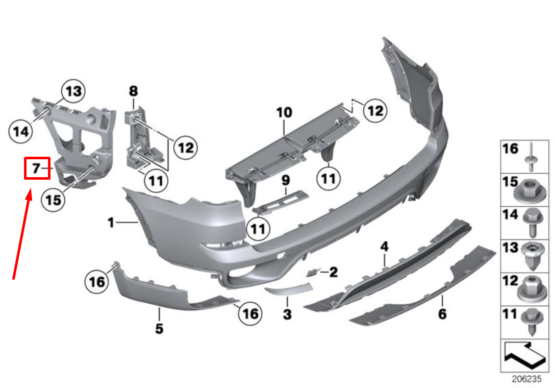 new bmw x5 e70 rear right bumper bracket 7227758 51127227758 original