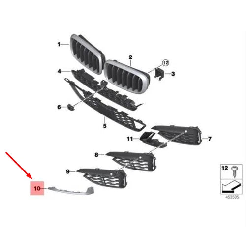 NEW BMW X6 F16 FRONT BUMPER M TRIM GRILLE LEFT 51118056535 8056535 ORIGINAL