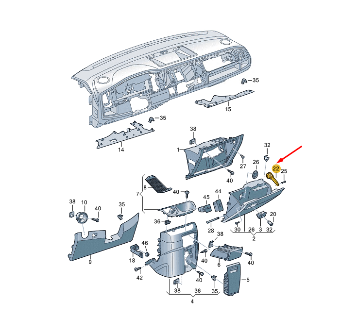 new vw transporter vi t6 glove box brake element lhd 7e5858649 original