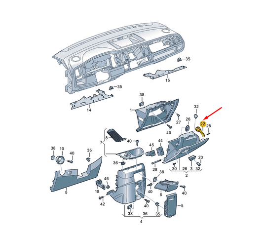 new vw transporter vi t6 glove box brake element lhd 7e5858649 original