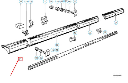 NEW BMW 6 E24 FRONT RIGHT FENDER MOULDING 51131904454 1904454 ORIGINAL