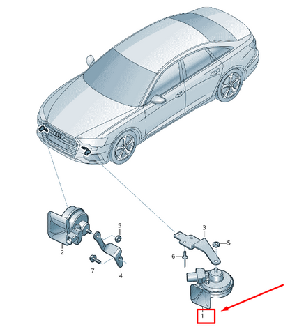 NEW AUDI A6 4A C8 LEFT LOW TONE HORN SIGNAL 4K6951221 ORIGINAL