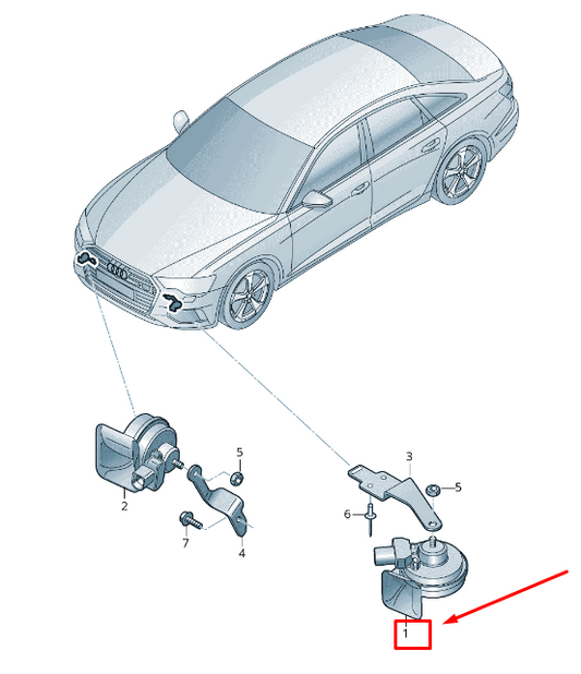 NEW AUDI A6 4A C8 LEFT LOW TONE HORN SIGNAL 4K6951221 ORIGINAL