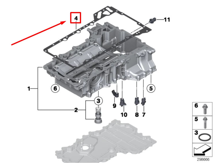 NEW BMW X6 E71, E72 UPPER OIL PAN GASKET 7566644 11137566644 ORIGINAL