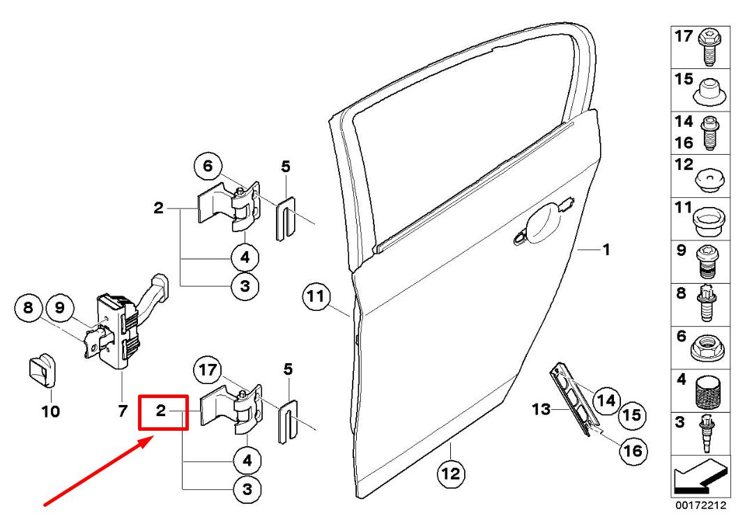 new bmw 3 e90 rear left door hinge 7046051 41527046051 original