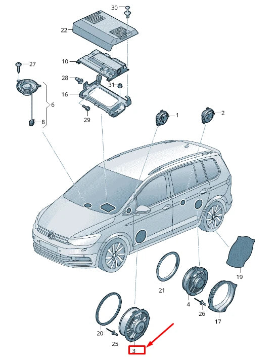 NEW VW TOURAN 5T FRONT DOOR BASS LOUDSPEAKER 5TA035454A