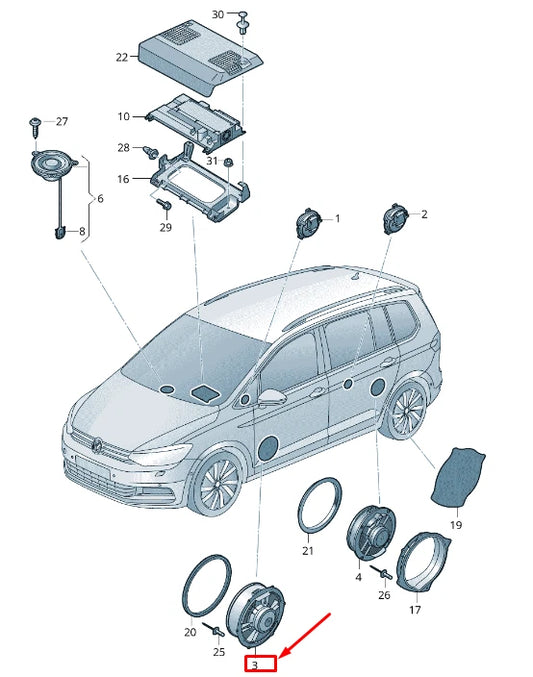 NEW VW TOURAN 5T FRONT DOOR BASS LOUDSPEAKER 5TA035454A