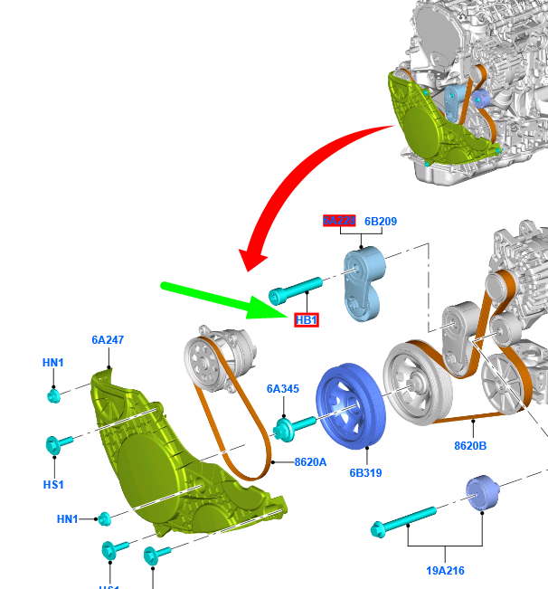 new ford transit mk4 tensioner bolt 1382569 w702405-s442 original