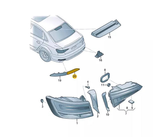 NEW AUDI A4 B9 REAR RIGHT INNER BUMPER REFLECTOR 8W0945104B ORIGINAL