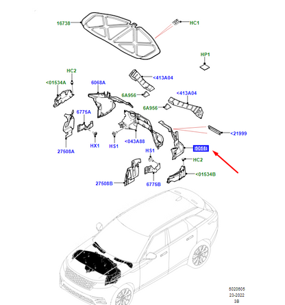 new lr rr velar l560 left engine compartment insulator rhd lr117075 original