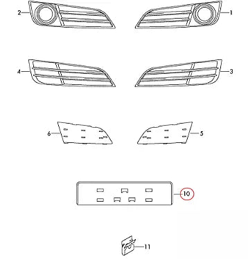 NEW AUDI A8 4H FRONT BUMPER LICENSE PLATE HOLDER 4H0807285K1RR ORIGINAL