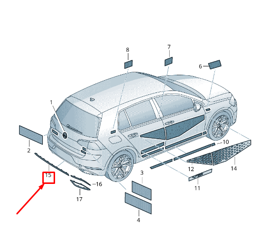 new vw golf sportsvan am rear center bumper trim 5g6853333a9b9 original