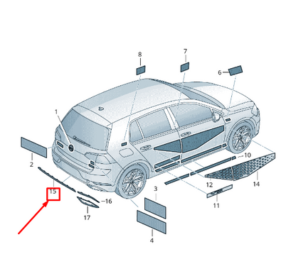 new vw golf sportsvan am rear center bumper trim 5g6853333a9b9 original