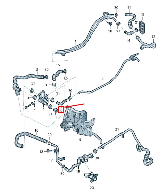 NEW AUDI A5 F5 ENGINE COOLANT HOSE 8W0265353P