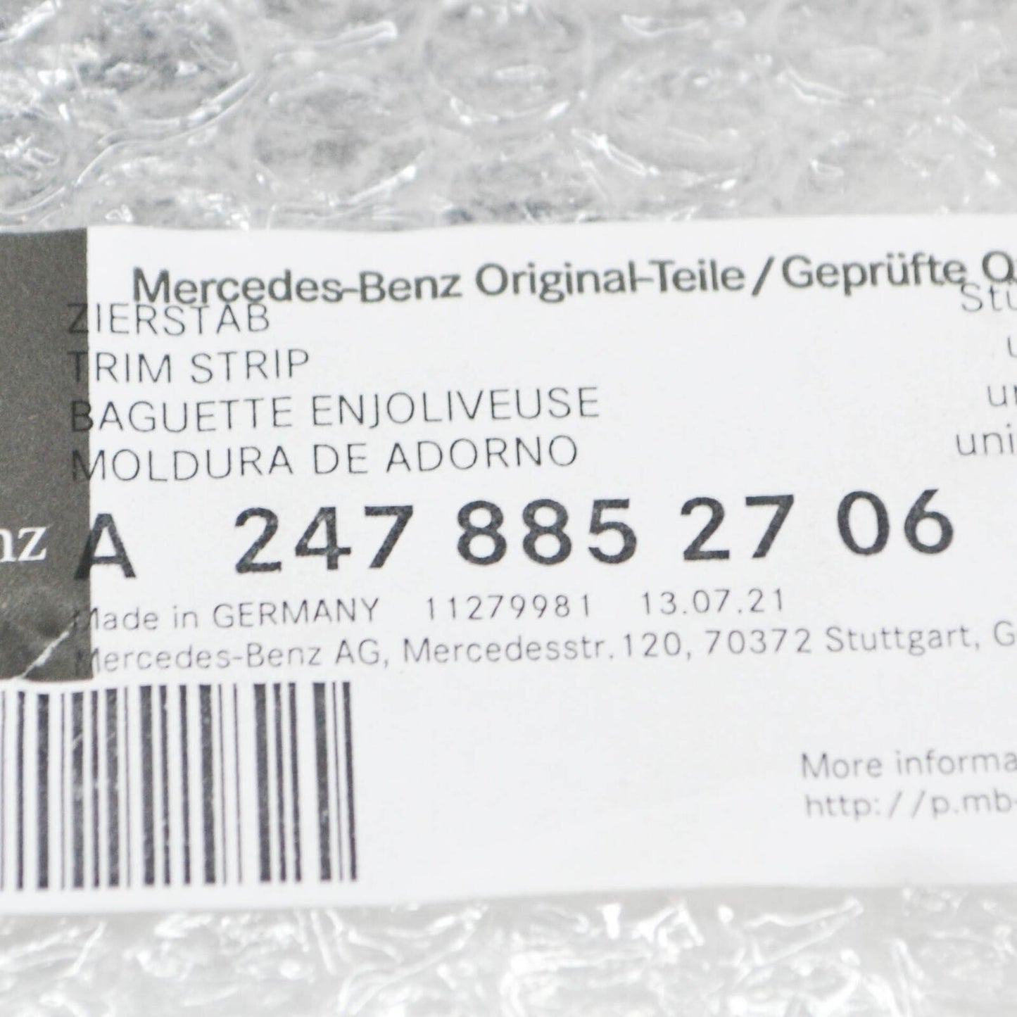 NEW MERCEDES-BENZ GLA H247 FRONT LEFT BUMPER MOLDING A2478852706 ORIGINAL