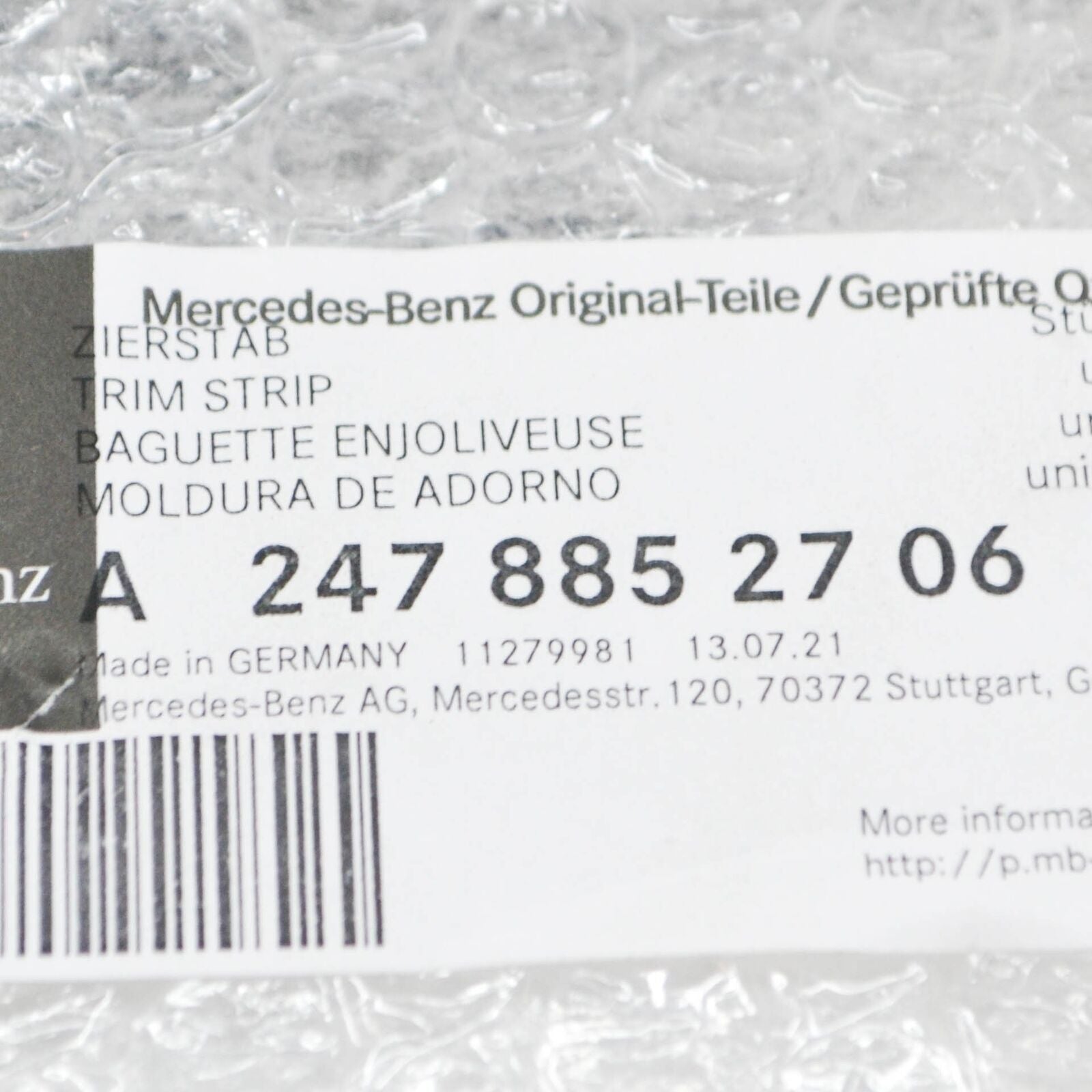 NEW MERCEDES-BENZ GLA H247 FRONT LEFT BUMPER MOLDING A2478852706 ORIGINAL