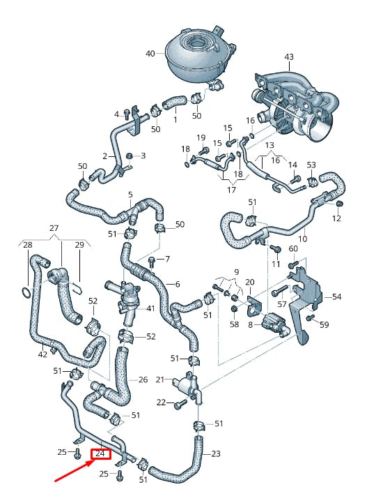 NEW AUDI RS3 LOWER ENGINE COOLANT PIPE 8V0121071B ORIGINAL