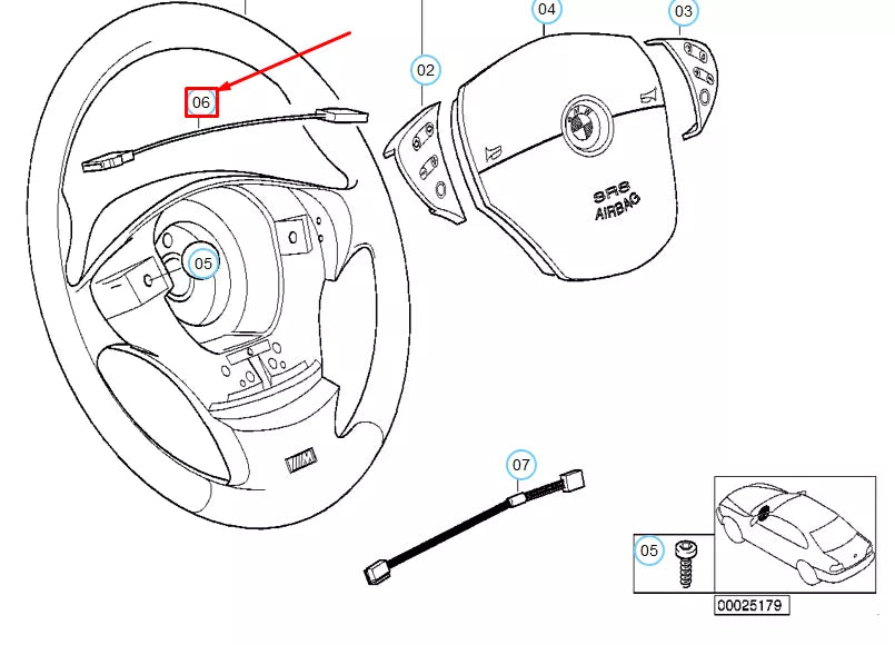 NEW BMW 5 E39 M SPORT STEERING WHEEL CONNECTING LINE 61102493715 2493715