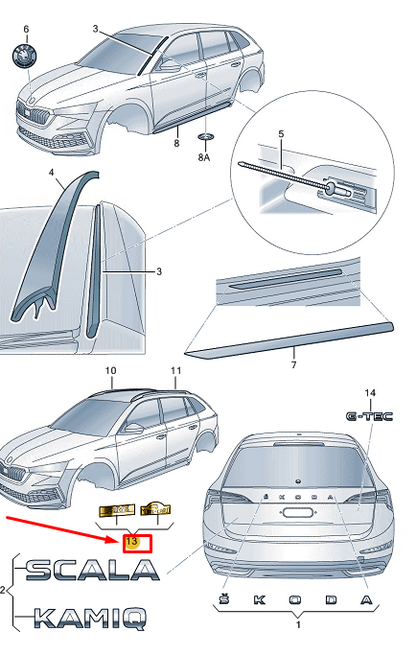 new skoda scala right decorative film 657853042tw4 original