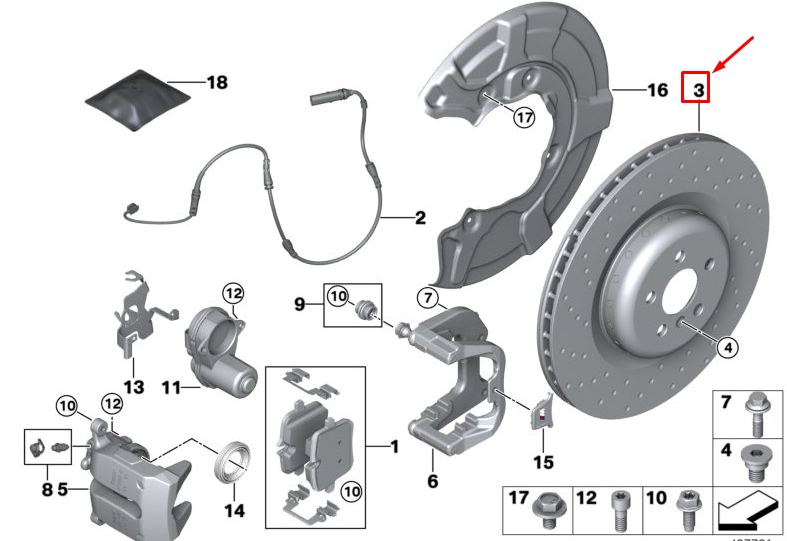 new bmw x5 g05 rear right brake disc 34206896222 original