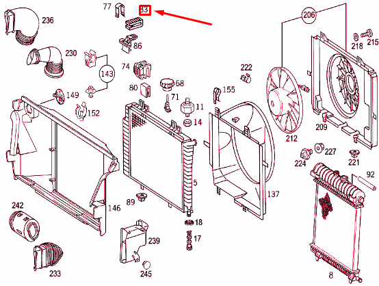 NEW MERCEDES-BENZ E W210 RADIATOR RUBBER MOUNTING A2025041112 ORIGINAL