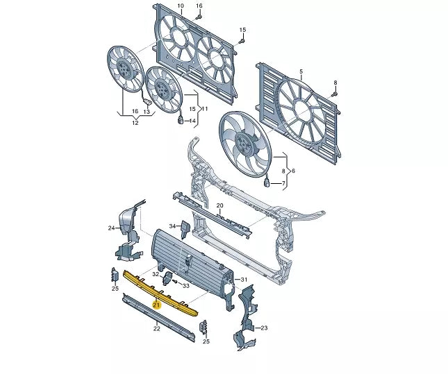 NEW AUDI Q5 FY RADIATOR AIR DUCT CENTER 80A121345AE ORIGINAL