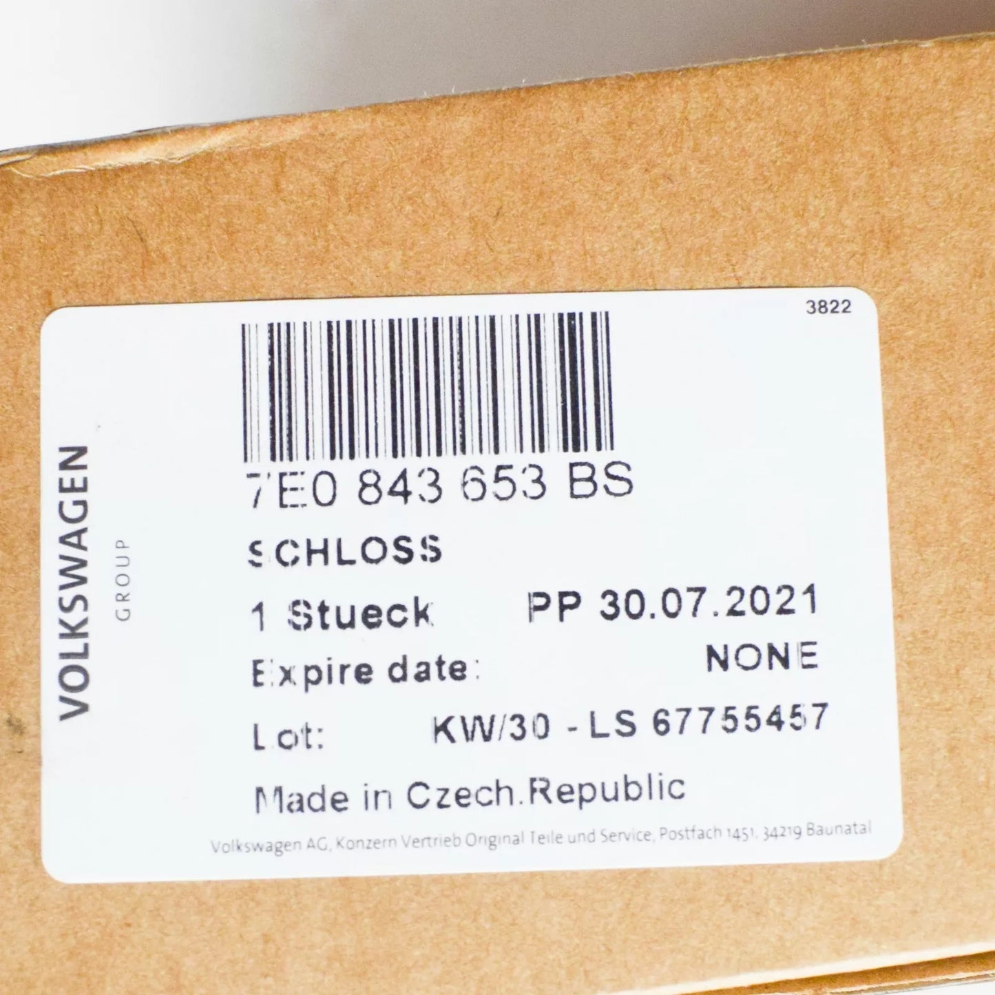 NEW VW TRANSPORTER T5 LEFT SLIDING DOOR REMOTE CONTROL LOCK 7E0843653BS