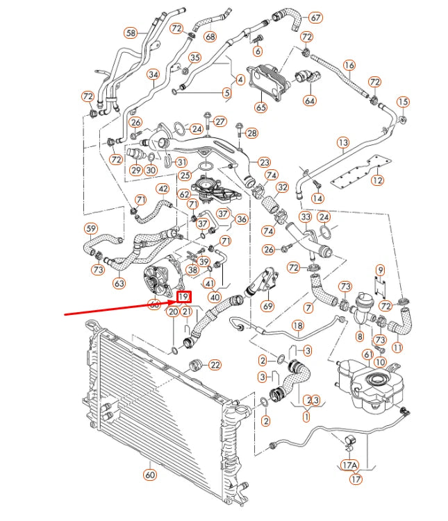 NEW AUDI A8 D4 RADIATOR LOWER RETURN COOLANT HOSE 4H0122055B ORIGINAL