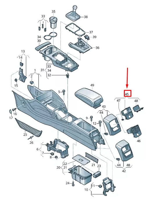 NEW AUDI RS3 CENTER CONSOLE STOWAGE COMPARTMENT INSERT 8V08649816PS