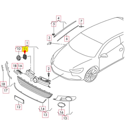 NEW VW TOURAN 1T1 FRONT BUMPER GRILLE EMBLEM 5K0853343H81 ORIGINAL
