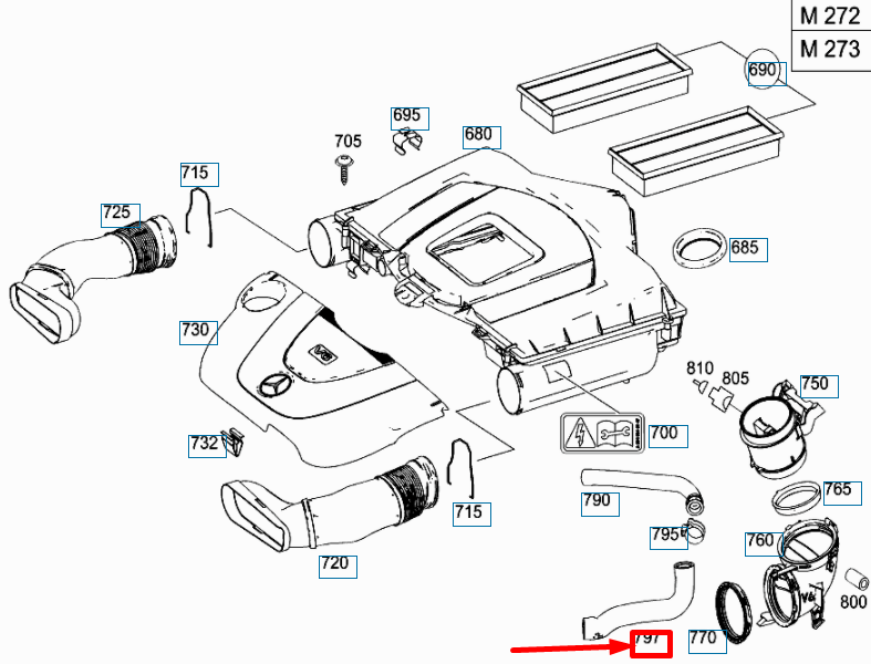 NEW MERCEDES-BENZ GL X164 AIR CLEANER TO AIR PUMP HOSE A2731420283 ORIGINAL