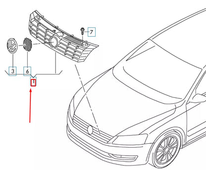 NEW VOLKSWAGEN PASSAT B7 FRONT RADIATOR GRILLE 561853651BOQE ORIGINAL