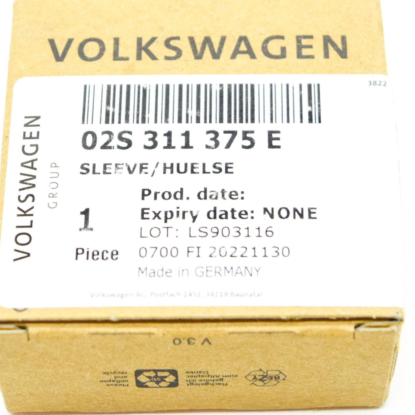 NEW VOLKSWAGEN PASSAT B8 3G GEARBOX ROLLER SLEEVE 02S311375E ORIGINAL