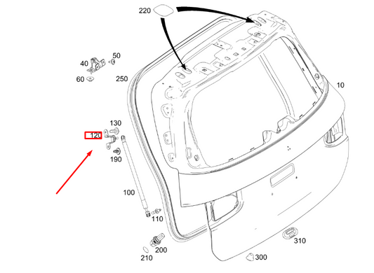 new mb glb x247 right gas-filled telescopic strut bracket a2477404600 original