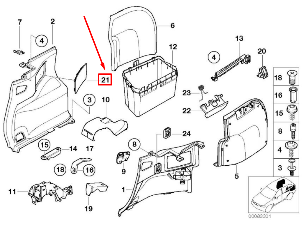 new bmw 3 e46 left trunk floor loudspeaker cover 51478257091 8257091 original
