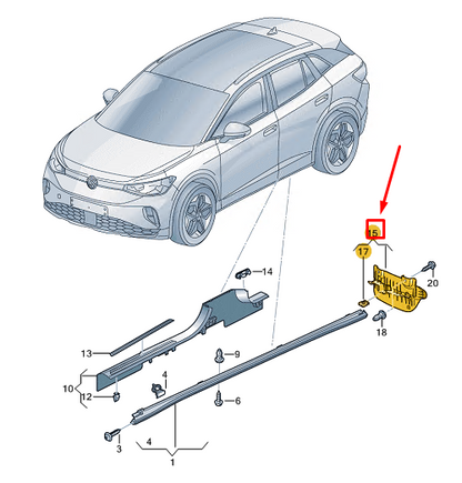 new vw id.4 e21 rear right mudguard 11a854856 original