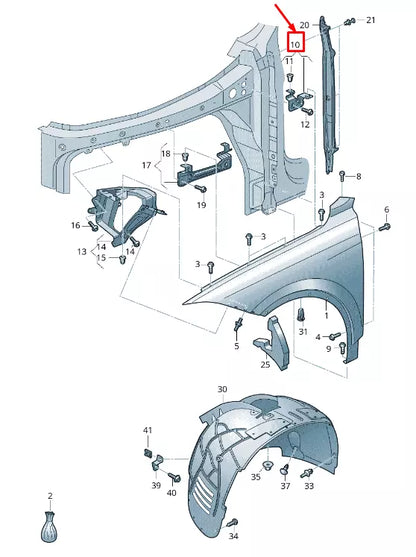 NEW VW TOUAREG CR LEFT FENDER BRACKET 760821167